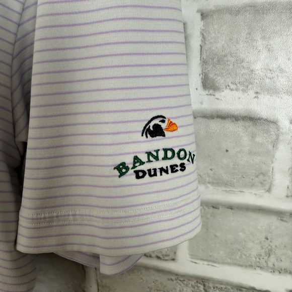 Straight Down x Brandon Dunes Lavender Striped Performance Golf Polo FLAWS LARGE - Picture 4 of 10